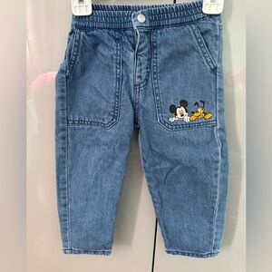 Zara Disney Kids Light Blue Jeans with Mickey and Pluto